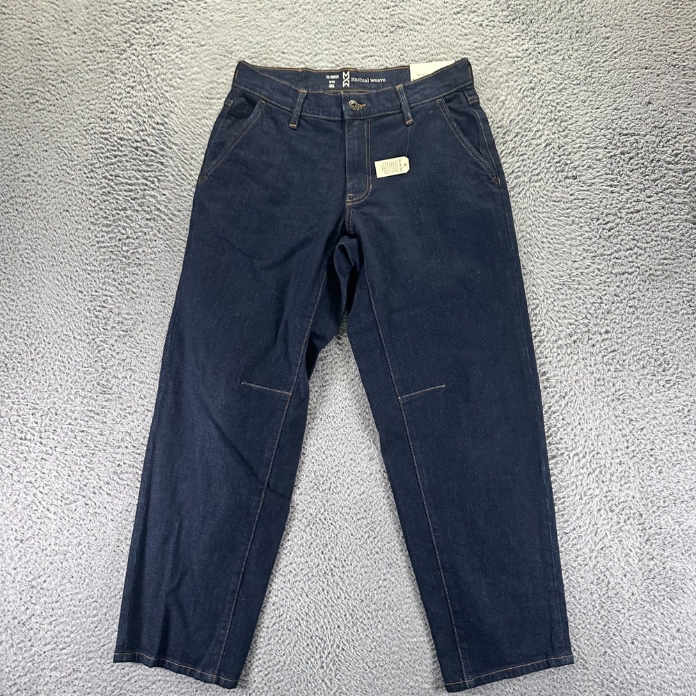 Mutual Weave Jeans Mens 30x30 Blue Cotton Denim Tapered Relaxed Workwear Stretch